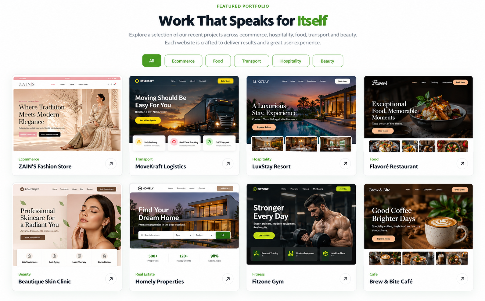 Creative portfolio showcase website project