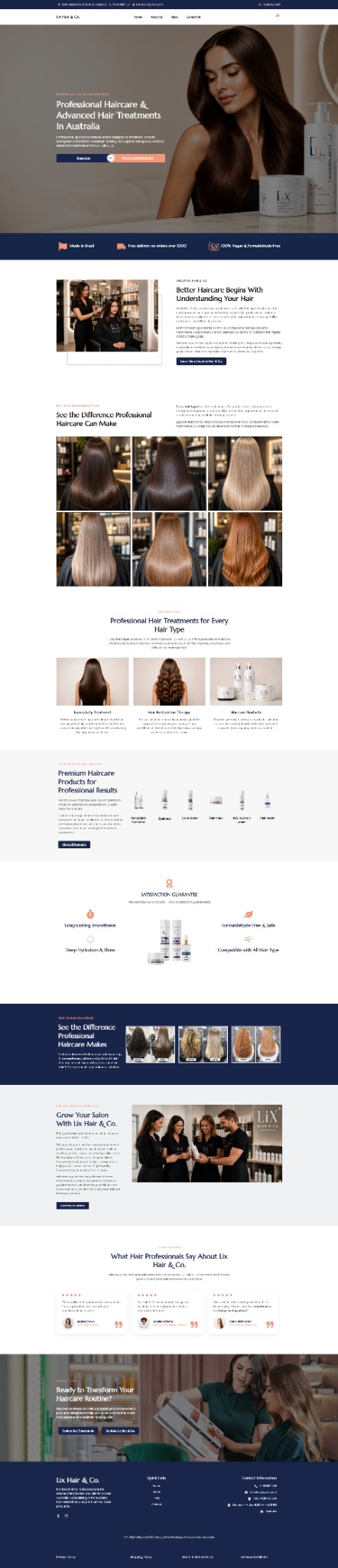 Haircare and beauty website portfolio project